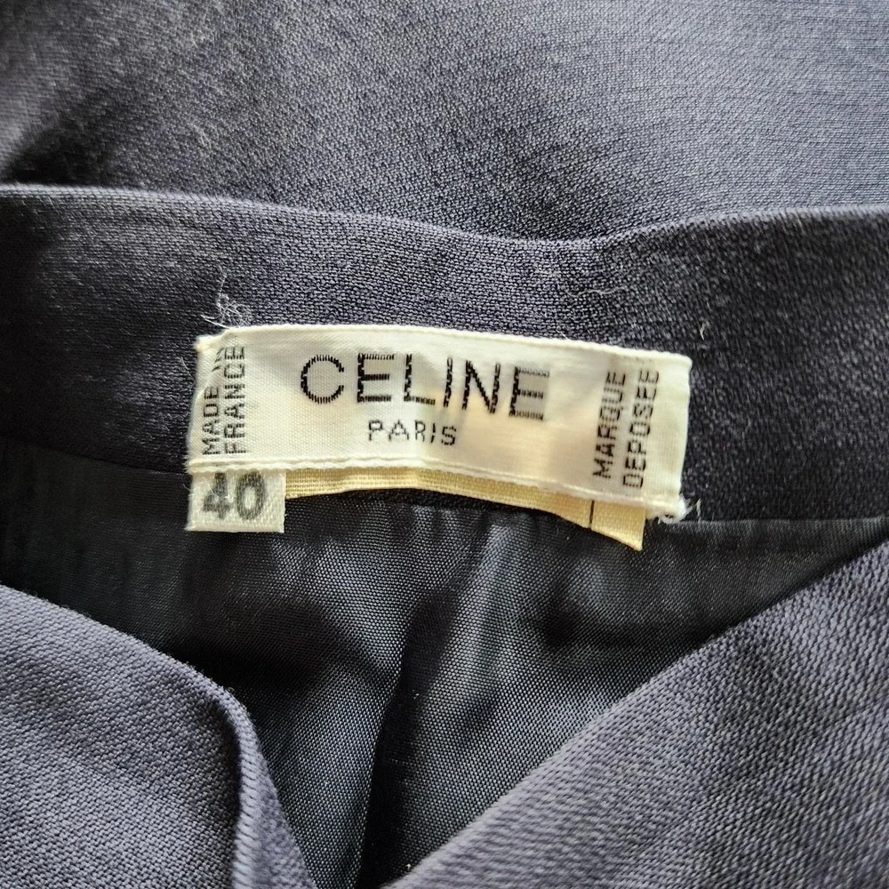 Vintage Celine Paris 1990s Black Pleated Skirt‎ FR 40 US 8 Zip